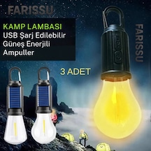 Alaska Usb & Güneş Enerjili Kamp Lambası Askılı, Ipx4 Suya Dayanıklı, 4 Modlu Taşınabilir Led Ampul Siyah