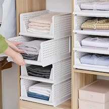 Arvale 3'lü Kayar Raf Elbise Dolap İçi Organizeri - Mutfak Banyo Düzenleme Depolama Üst Üste Dizilebilir 1, Antrasit Açık Bej