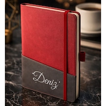 Bk Gift Kişiye Özel Kırmızı Termo Deri Defter -3, Kartvizit Bölmeli, Çizgili Ivory Kağıt Kobitmeyencom36020 Bk Gift