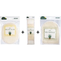 Omak Organik Sırt Masaj Lifi + Eldiven Lifi + Oval Yüz Pedi Bej