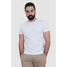 Cazador Erkek Caz 4154 Orta Bisiklet Yaka Beyaz Tshirt
