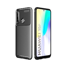 Huawei Y6p Uyumlu Kılıf Auto Focus Karbon Kapak - Siyah