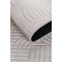 Tropikal Home Bambu Dokulu Modern Desenli Kaymaz Taban Lüx Dört Mevsim Yıkanabilir Halı Yolluk Gri