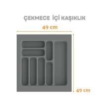 Çekmece İçi Kaşıklık Ve Kepçelik Düzenleyici Gri 49x49 Cm 43x40 Cm Kadar Kesilebilir Grı