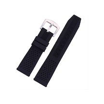 Siyah 1.Kalite Kauçuk Silikon Saat Kordonu 18Mm Slikon Saat Kayış
