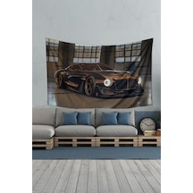 Klas Spor Araba Desenli Duvar Halısı Duvar Örtüsü Tapestry Süet Dokulu Kumaş
