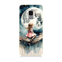 Samsung Galaxy S9 Uyumlu Ay Üzerinde Hayalci Kız Desenli Silikon Kılıf Çok Renkli