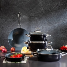 Schafer Gastronomie Master Seramik Basık Tencere 28cm-siyah/gri