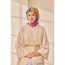 Silk Home Aura Eşarp 140003-09 Petrol Yeşili, Turuncu, Mor, Pembe