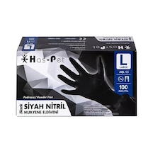 Haspet Muayene Eldiveni Siyah Nitril 100lü Large Pudrasız Antialerjik Tarı