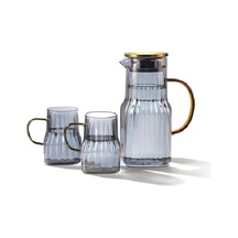 Arow Mia 2 Bardaklı Borosilikat Cam Sürahi Takımı Gri 1400 Ml Tr-3984