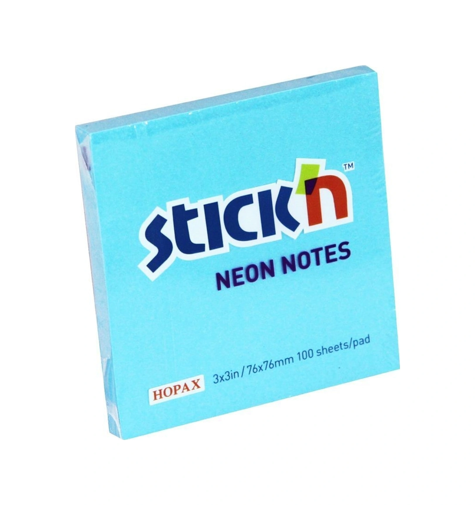 Stickn 76x76mm Yapışkanlı Not Kağıdı Neon Mavi 100 Yaprak 12 Li Paket 21209