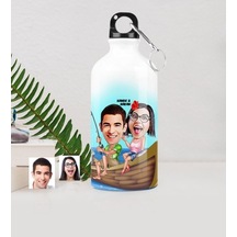 Kişiye Özel Sevgililer Karikatürlü Metal Suluk (500 Ml.) - 9