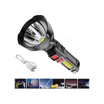 Gs-850 Usb Girişli 10w- Uzun Menzilli - Usb Şarjlı - Flaşörlü El Feneri Siyah