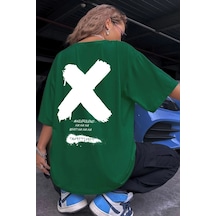 Unisex Sometimes X Baskılı T-shirt Yeşil
