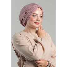 Hürrem Bone Pudra Pratik Hazır Geçmeli Tesettür Bone Sandy Pileli Salaş 2121 06 Pudra