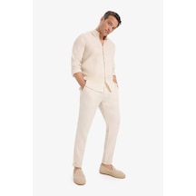 Defacto %100 Keten Normal Kesim Crop Duble Paça Yazlık Kumaş Pantolon C1826ax25smbg106 Bej