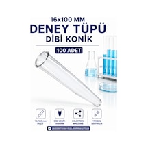 16x100 Mm Deney Tüpü Dibi Konik 100 Adet