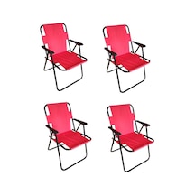 Plastik Kollu Katlanir 4 Lü Piknik Ve Kamp Sandalyesi Kirmizi 46,5x40,5x41 Cm Sirt 57x55x81 Cm Kırmızı