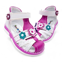 Beebron Ortopedik Kız Bebek Sandaleti Buket Serisi Bkt2409 Beyaz Fuşya