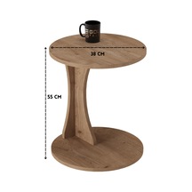 Yuvarlak C Yan Sehpa Suntalam Bej 38x55 Sarı