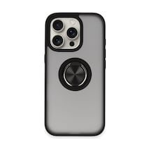Newface - 122 - Apple iPhone Uyumlu 16 Pro Kılıf Montreal Yüzüklü Silikon Kapak - Csmo-tex - - Siyah Sıyah