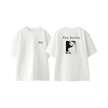 Thewert The Smiths 3 Tasarım Sırt Baskılı Pamuk Beyaz Oversize T-shirt
