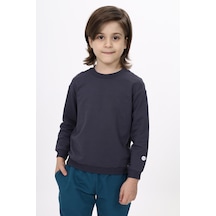 Toontoy Kids Toontoy Erkek Çocuk Relax Fit Bisiklet Yaka Hafif Düşük Omuz Baskılı Sweatshirt - 2 İplik Füme