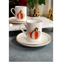 Fine Living Elegant Pumpkin 4 Parça 2 Kişilik Kahve Fincanı 93 Ml Turuncu-beyaz