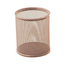 Mas Kalemlik Metal Perforeli Silindir Rose Gold Metal Kalemlik