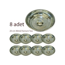 8 Adet 20 Cm Metal Hamam Tası Gümüş