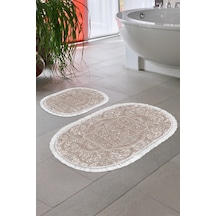 Eko Trend Djt 2 Li Yıkanabilir Kaymaz Taban Oval Banyo Paspas Klozet Takımı 1488 Modern Kahve