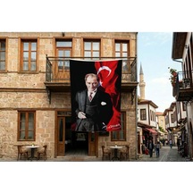 Atatürk Ve Atatürk İmzalı Türk Bayrağı Poster Bayrak Premium Raşel Kumaş 300x450cm Ata51 Diğer