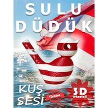 Kırmızı Beyaz Kuş Sesi Sulu Düdük - 3d Baskı Yerli Üretim Kırmızı