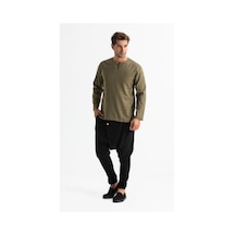 Uzun Kol Şile Bezi Bisiklet Yaka Erkek Tshirt Haki 3049 Haki