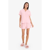 Defacto Regular Fıt Kısa Kollu 2li Saten Takım G1962ax26sppn149 Pembe-pn149