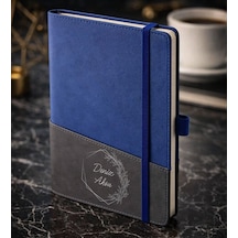 Bk Gift Kişiye Özel Mavi Termo Deri Defter -9, Kartvizit Bölmeli, Çizgili Ivory Kağıt Kobitmeyencom36098 Bk Gift