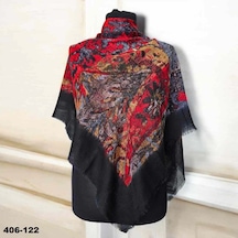 Soft İpek Desenli Flamlı Kotton Eşarp 406-122 Çok Renkli