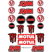 Motosiklet Stıcker Seti Sym Motul Tasarımlı 02 Nötr