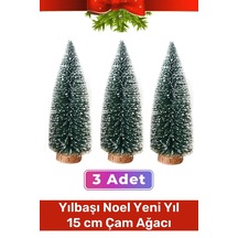 Mini Çam Masaüstü Minyatür Dekorasyon Küçük Süs Kar Yeni Yıl Noel Yapay Sedir Ağacı 15cm 3 Adet