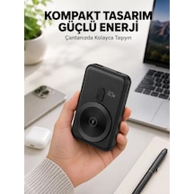 Northcity Manyetik Kablosuz Powerbank 22.5w Hızlı Şarj - Lcd Ekranlı Yeni Nesil Çanta Şarj Cihazı Açık Mor