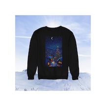 Stil X Yeni Yıl Baskılı Unısex Çocuk Sweatshırt, Chrıstmas Temalı Siyah-7