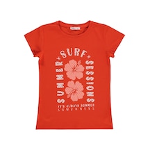 Civil Girls Summer Surf Sessions Baskılı 10-13 Yaş Tişört - Turuncu Koyu Turuncu