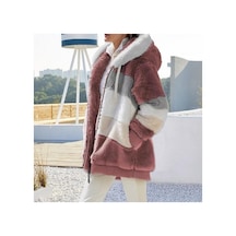 Sonbahar Kış Sıcak Peluş Cep Kapşonlu Sokak Giyim Gevşek Kadın Fermuarlı Kaşmir Dış Giyim Palto Kadın Büyük Boy Ceket Palto Kahverengi