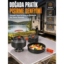 Kargo Alüminyum Kamp Pişirme Seti Katlanabilir Kulplu Çaydanlık Tencere Tava Outdoor Yemek Seti Najmaddin Çok Renkli