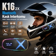 K16 2x Bluetooth Motosiklet Kask Interkomu Bluetooth 6.0 Çift Yönlü Konuşma Müzik Dinleme Telefon Görüşmesi Type-c Şarjlı