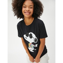 Koton Snoopy Tişört Lisanslı Kısa Kollu Bisiklet Yaka Pamuklu Siyah 3sal10247ık 3SAL10247IK999 Siyah