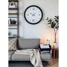Sade & Şık Siyah 40 Cm Metal Dekoratif Duvar Saati Çok Renkli
