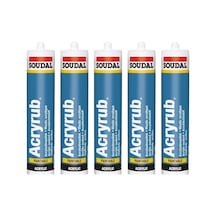 Soudal Acryrub Silikonize Mastik 500 Gram 5'li Paket Beyaz