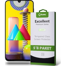 Samsung Galaxy M31 ile Uyumlu Temperli Ekran Koruyucu Kırılmaz Cam Ekonomik 5'li Paket